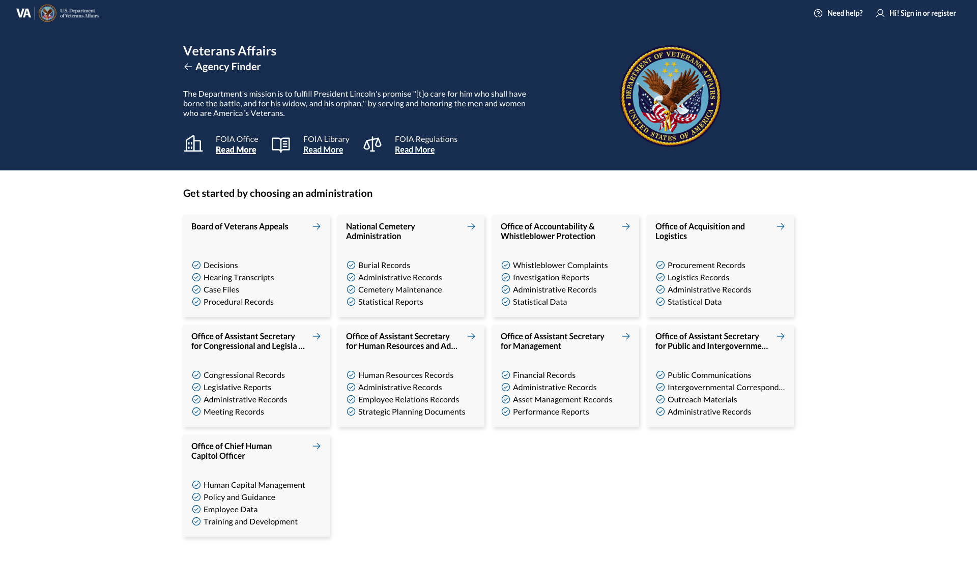 Agency finder interface showing topic selection leading to agency recommendation