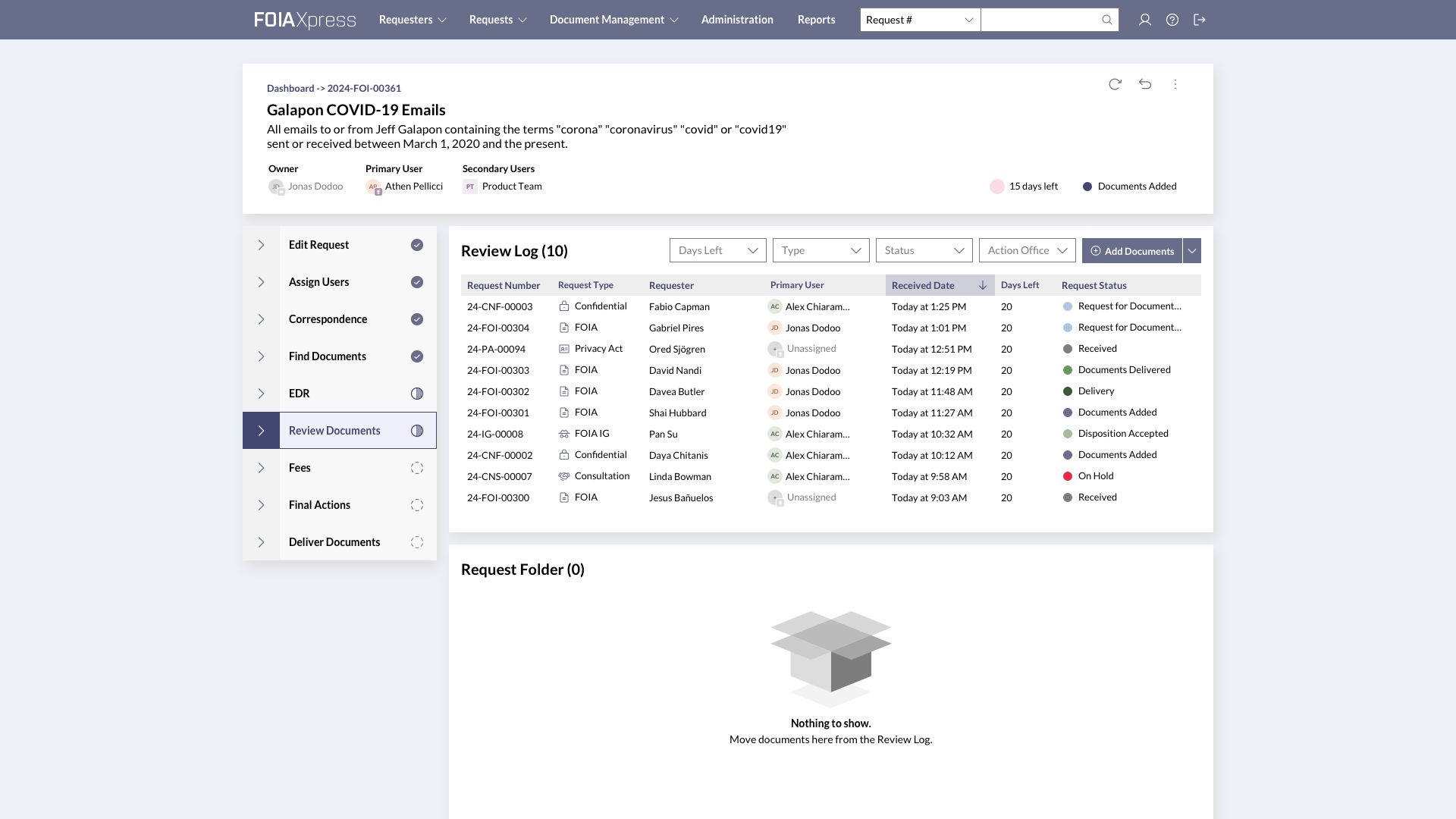 Case management screen after design system application showing consistent UI
