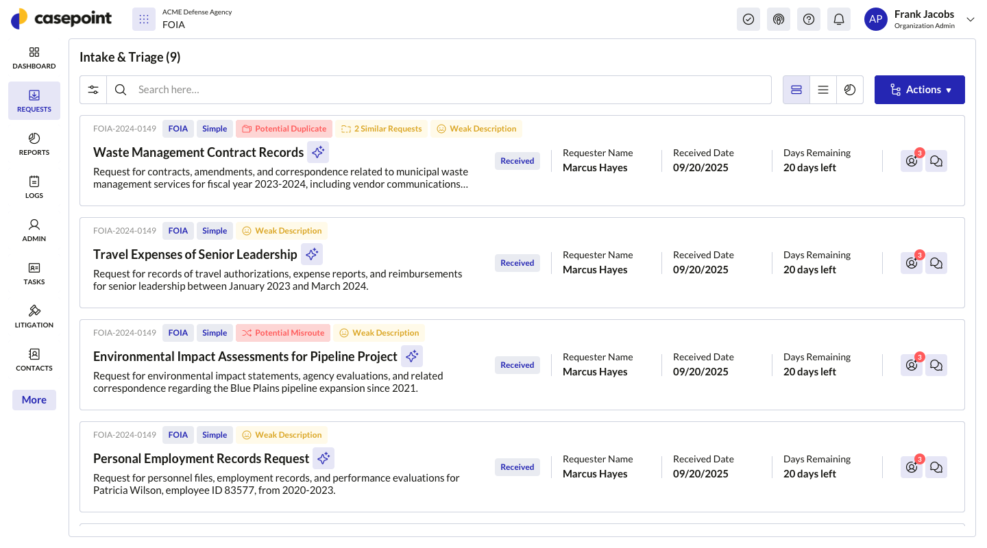 Intelligent intake system with ML-powered duplicate detection and routing