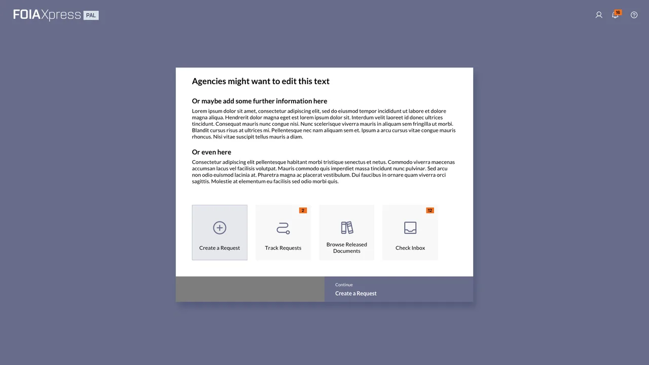 Early-stage wireframe for the proactive disclosure concept, structured around search